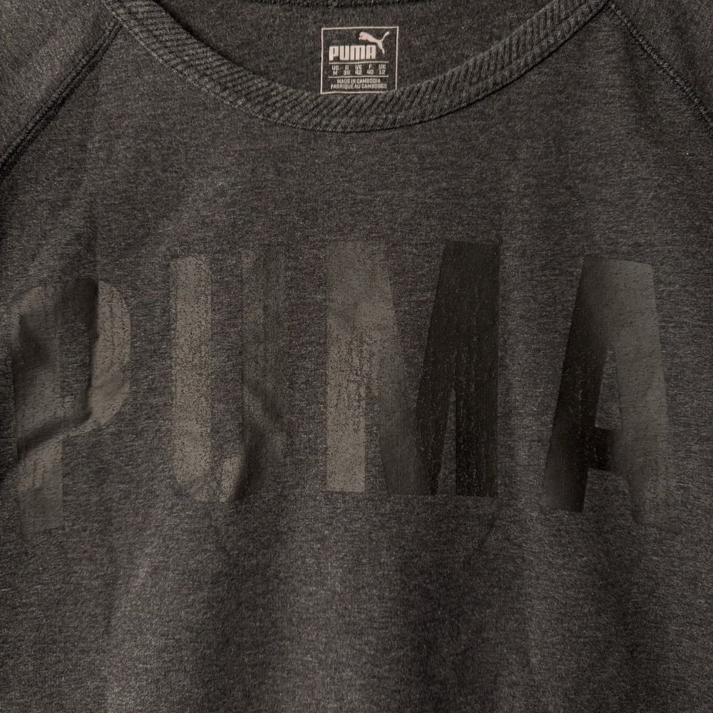 Puma Sweatshirt Women Medium Gray Dry Cell Crewneck Tonal Logo Athletic - Picture 4 of 8